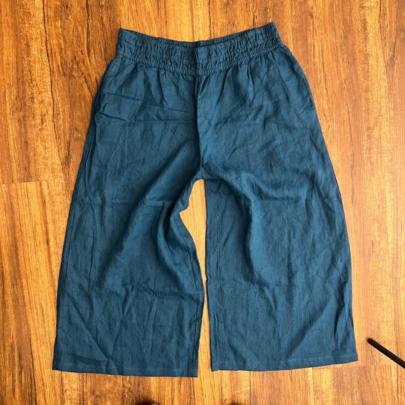 Anthropologie Linen Extra Wide Leg Lounge Pants XL NWT Boho Earthy Beach Blue - Picture 7 of 13